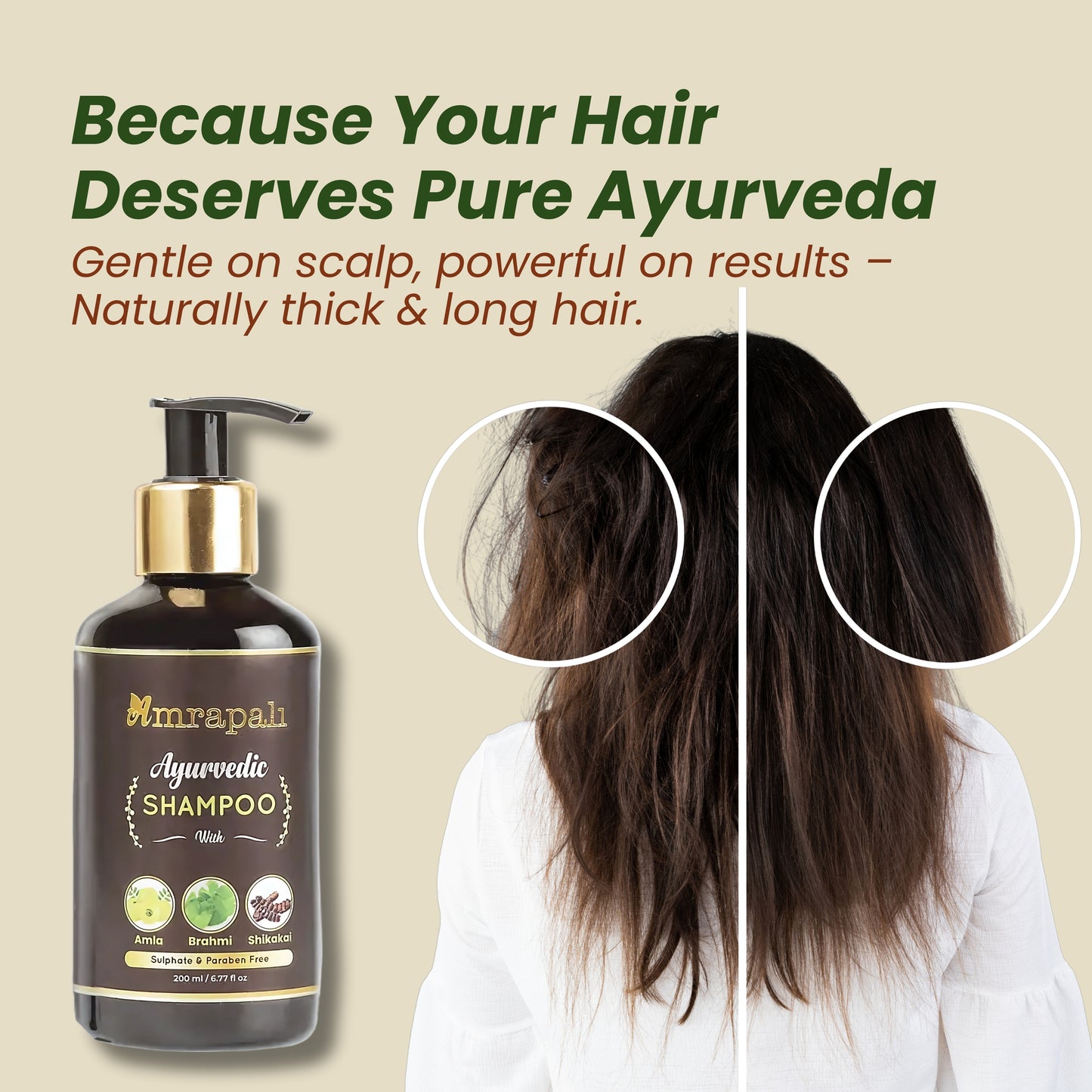 Dr. Amrapali Herbal Hair Shampoo – Amla, Brahmi & Shikakai (200 ml)