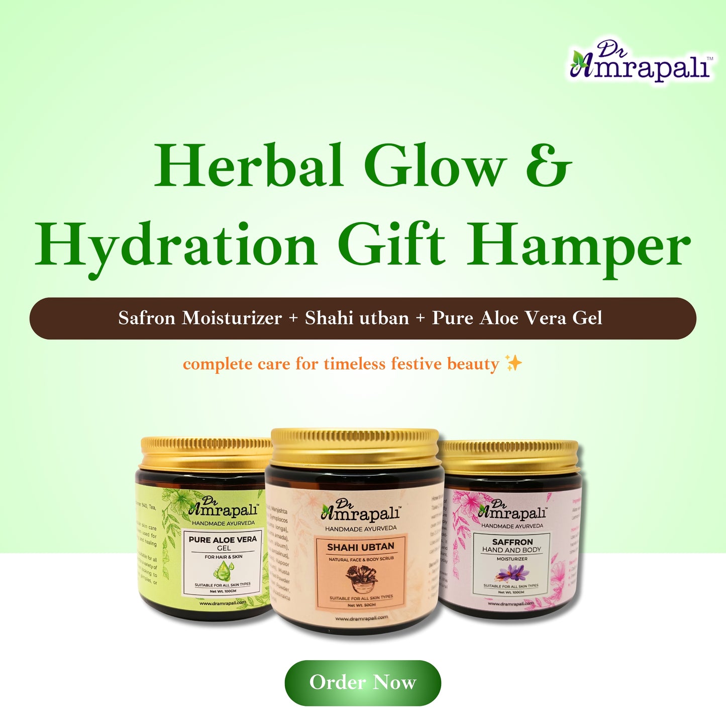 Herbal Glow & Hydration Hamper (Moisturizer • Aloe Vera Gel • Ubtan)