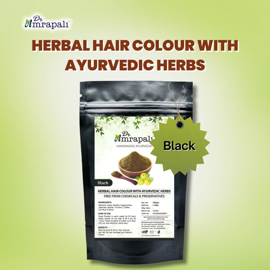 Dr. Amrapali Herbal Hair Colour Black – Henna based Ayurvedic Hair colour Powder (100gm)