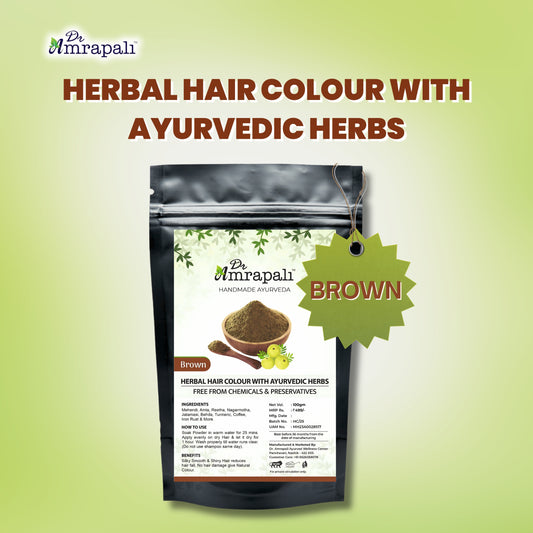 Dr. Amrapali Herbal Hair Colour Brown – Henna based Ayurvedic Hair colour Powder (100gm)